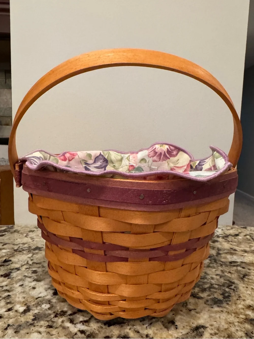 Longaberger - 2000 May Series Morning Glory Floral Lined Woven Basket